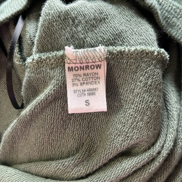 Monrow Romper Super Soft Zip Up Hooded Shorts Cactus Green Sz S NEW - Picture 13 of 15